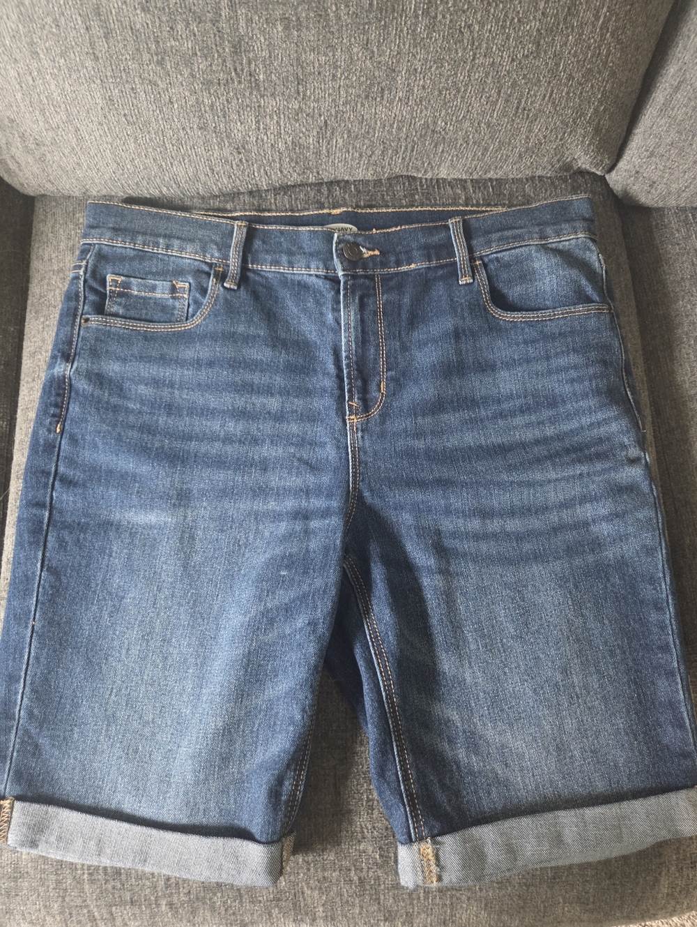 Old Navy Dark Blue Denim Shorts with Contrast Stitching